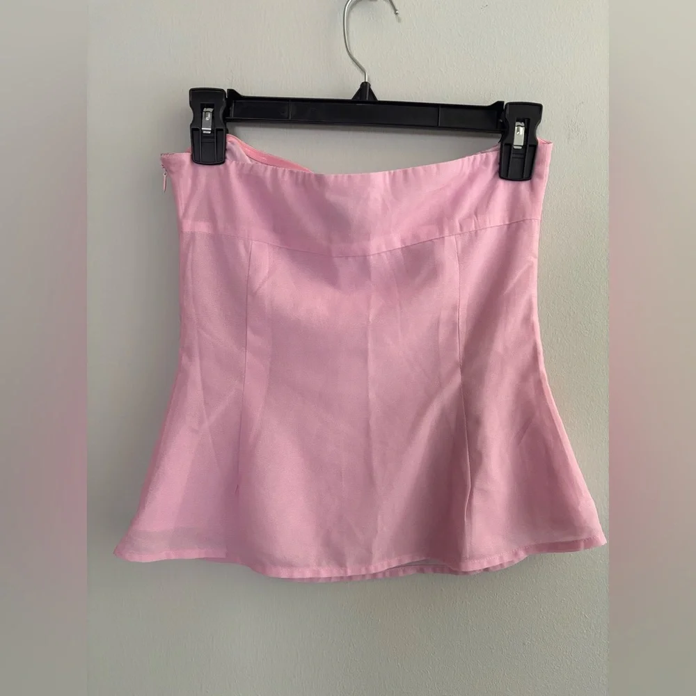 Peppermayo strapless Y2K Hawaiian flower side zip top - Picture 4 of 7